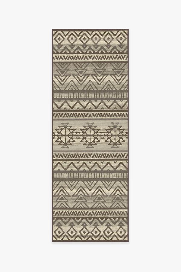 Linear Aztec Neutral Rug 2.5'x7' | Stain-Resistant