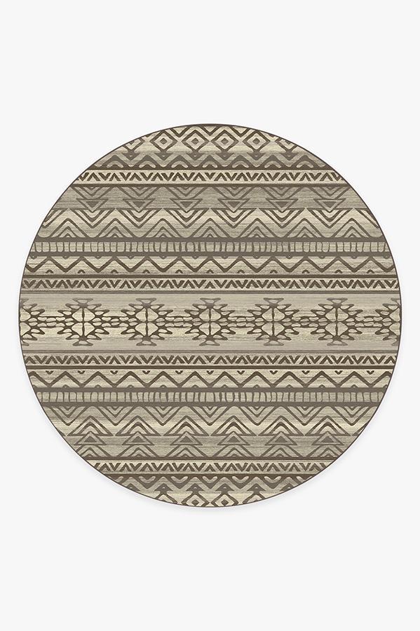 Linear Aztec Neutral Rug 8' Round | Stain-Resistant