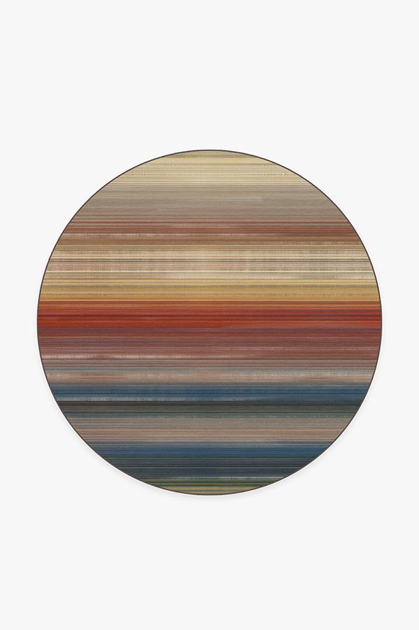 Linear Striped Multicolor Rug 6' Round | Stain-Resistant