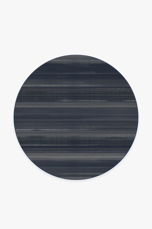 Linear Striped Navy Rug 6' Round | Stain-Resistant