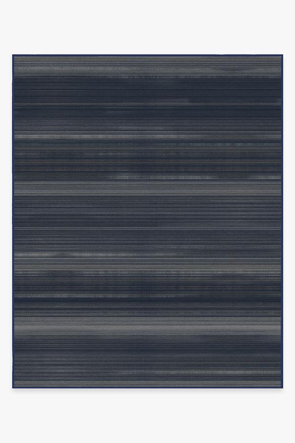 Linear Striped Navy Rug 8'x10' | Stain-Resistant