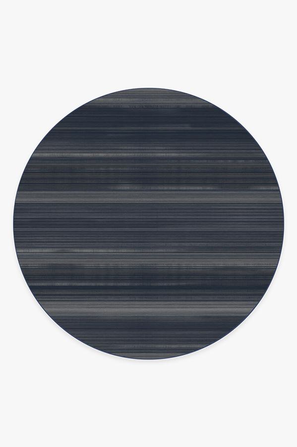 Linear Striped Navy Rug 8' Round | Stain-Resistant
