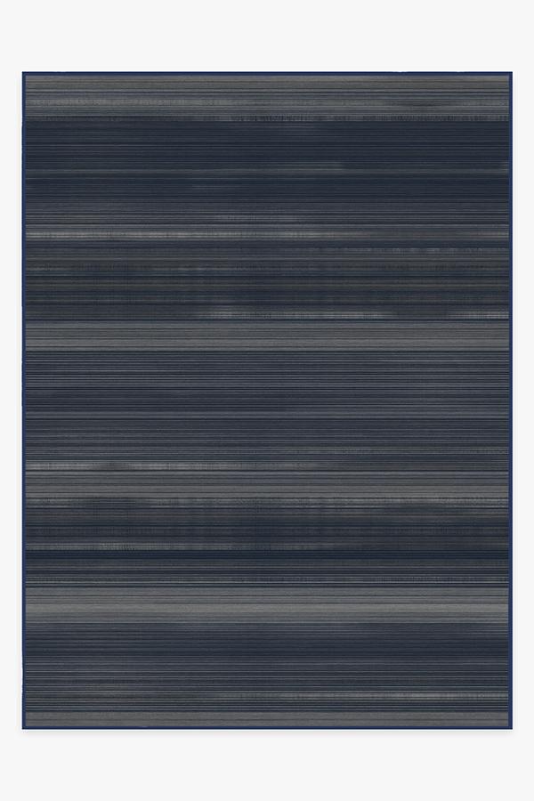Linear Striped Navy Rug 9'x12' | Stain-Resistant