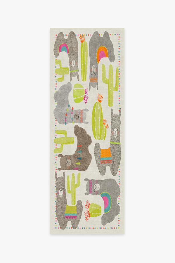 Llama Fun Natural Rug 2.5'x7' | Stain-Resistant
