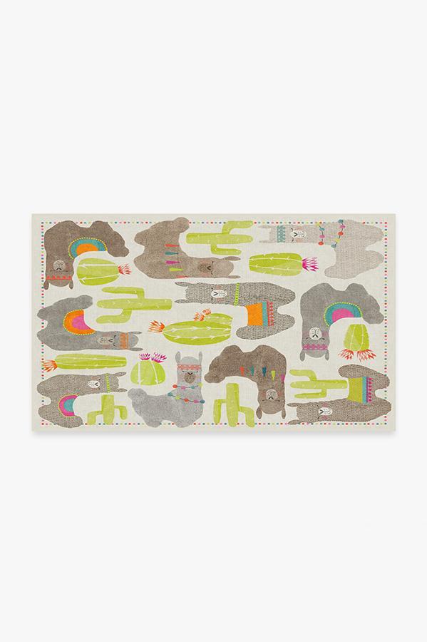 Llama Fun Natural Rug 3'x5' | Stain-Resistant