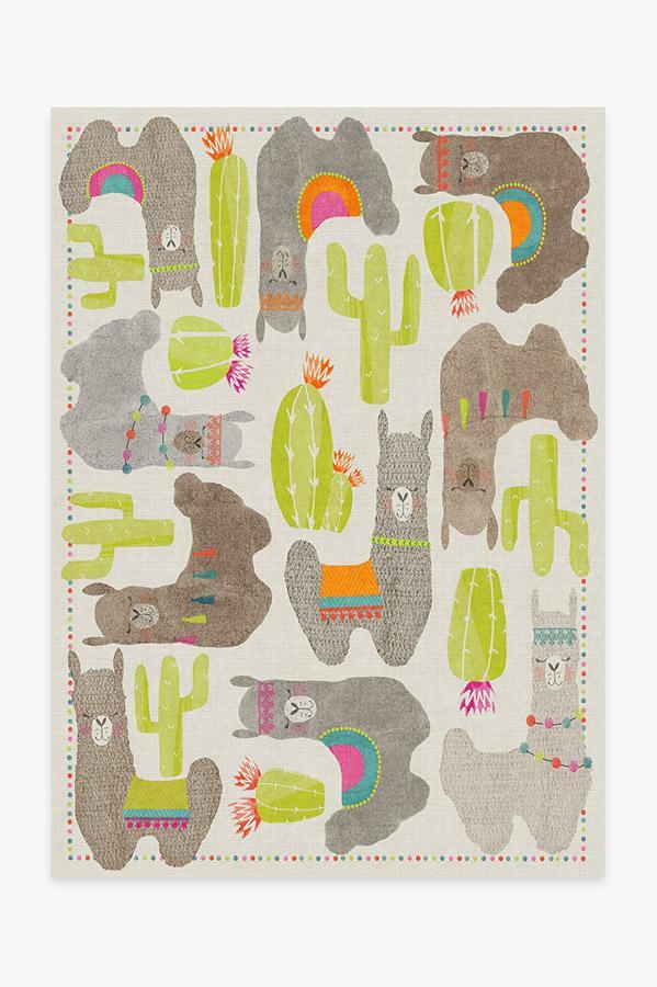 Llama Fun Natural Rug 5'x7' | Stain-Resistant