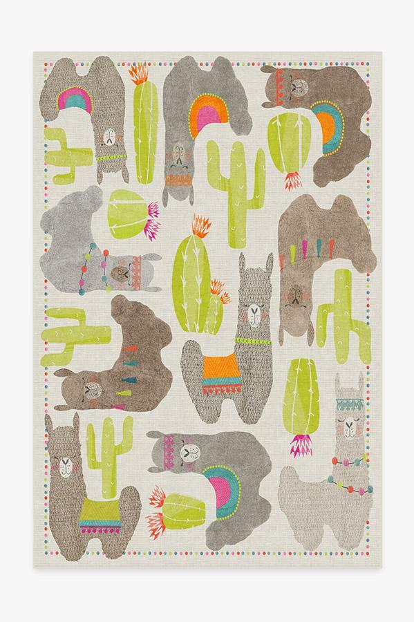 Llama Fun Natural Rug 6'x9' | Stain-Resistant