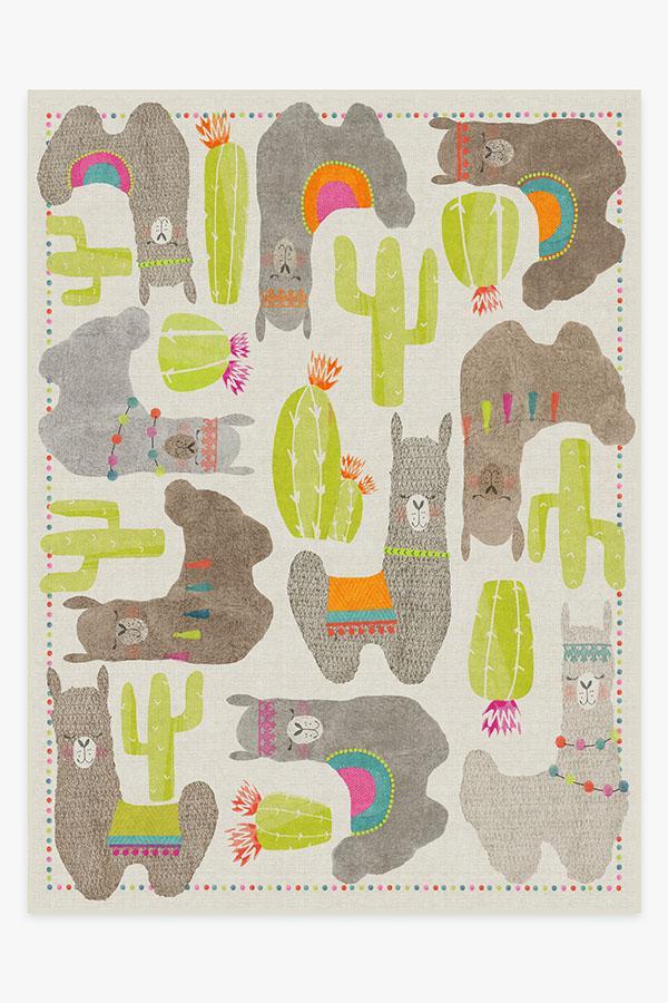 Llama Fun Natural Rug 9'x12' | Stain-Resistant