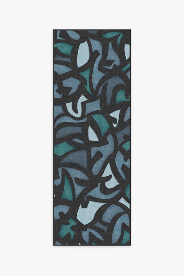 Lumen Blue Rug 2.5'x10' | Stain-Resistant