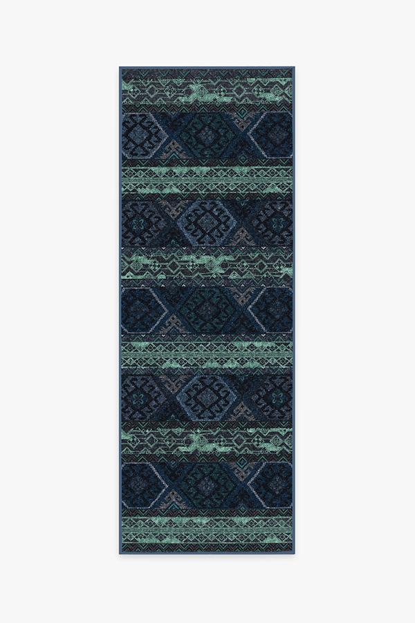 Lunara Geo Sapphire Rug 2.5'x10' | Stain-Resistant