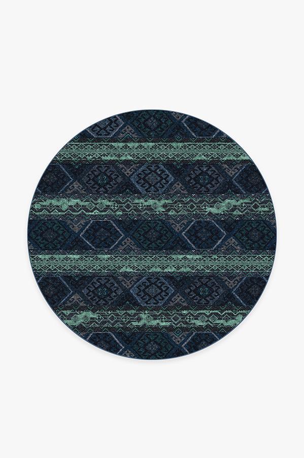 Lunara Geo Sapphire Rug 6' Round | Stain-Resistant