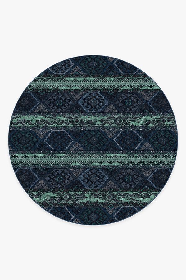 Lunara Geo Sapphire Rug 8' Round | Stain-Resistant