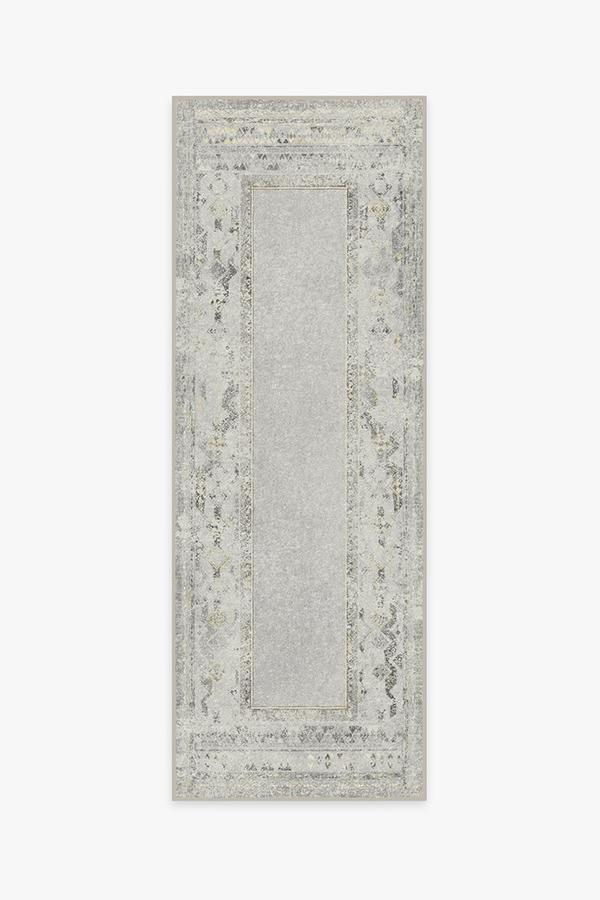 Lunja Border Yellow Grey Rug 2.5'x7' | Stain-Resistant