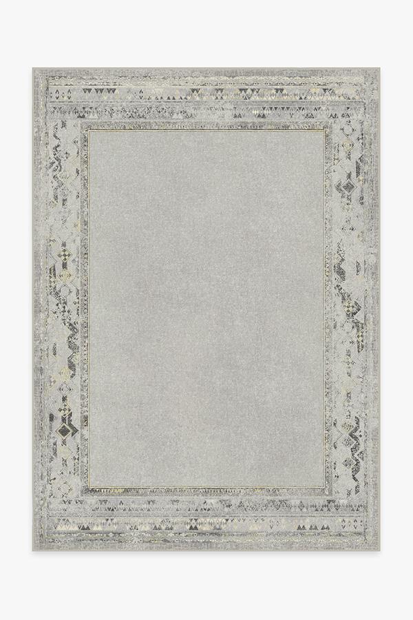 Lunja Border Yellow Grey Rug 5'x7' | Stain-Resistant