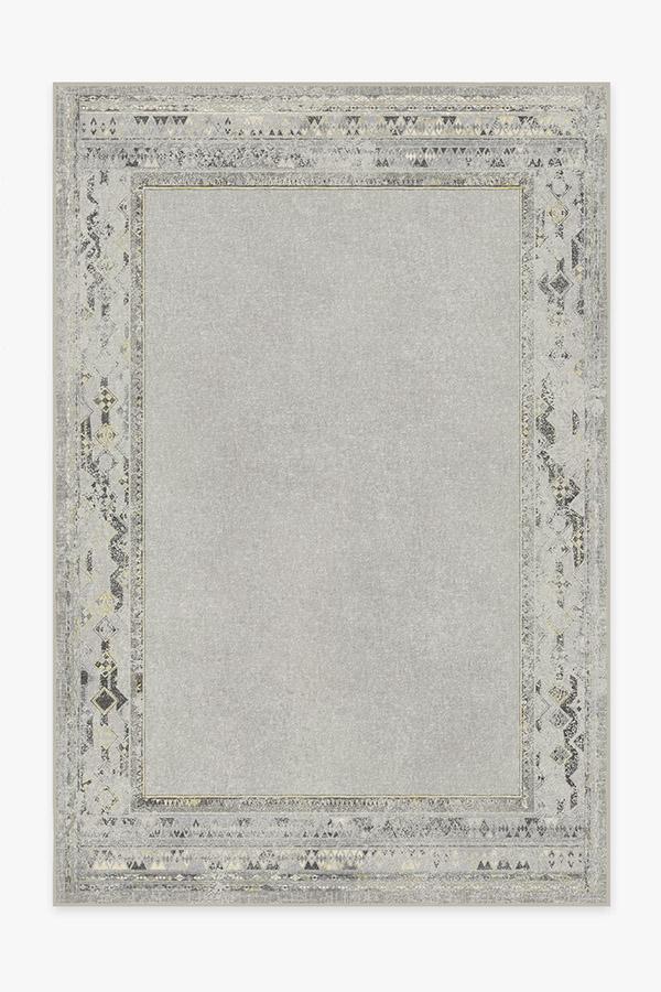 Lunja Border Yellow Grey Rug 6'x9' | Stain-Resistant