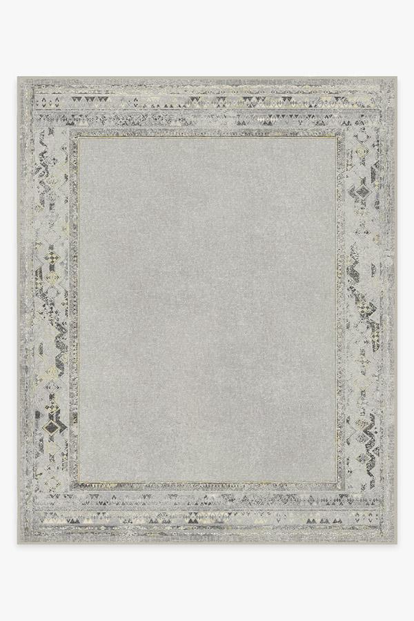 Lunja Border Yellow Grey Rug 8'x10' | Stain-Resistant