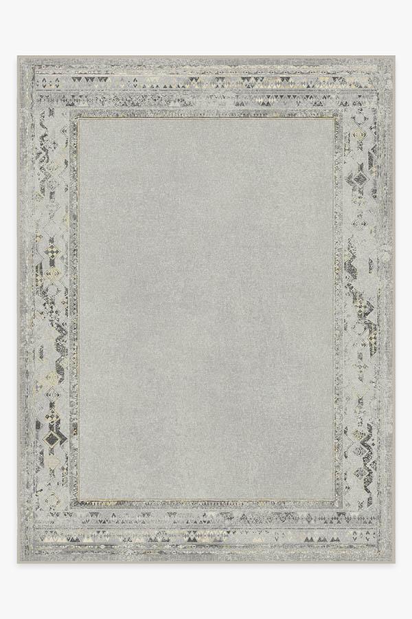 Lunja Border Yellow Grey Rug 9'x12' | Stain-Resistant