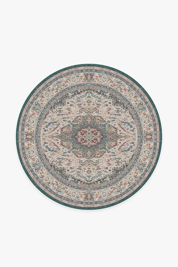 Malileh Heriz Emerald Rug 6' Round | Stain-Resistant