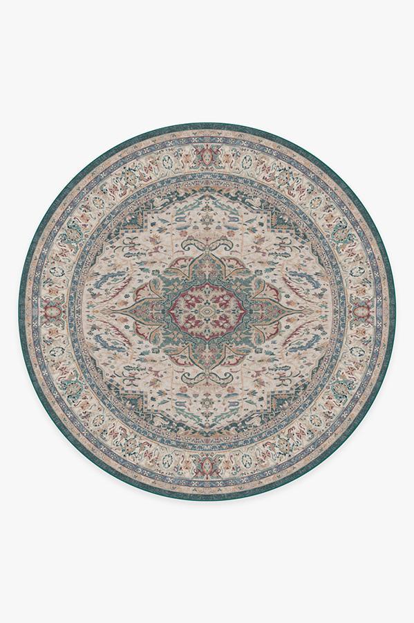 Malileh Heriz Emerald Rug 8' Round | Stain-Resistant