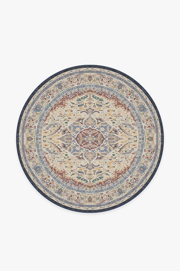 Malileh Heriz Saffron Rug 6' Round | Stain-Resistant