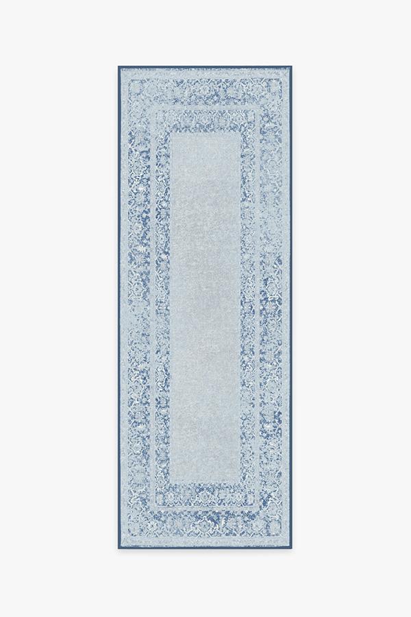 Maral Border Blue Rug 2.5'x7' | Stain-Resistant