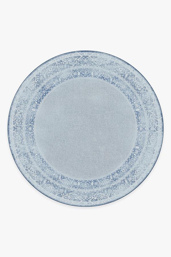 Maral Border Blue Rug 8' Round | Stain-Resistant