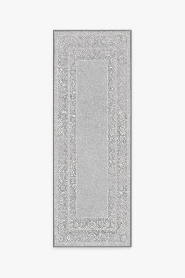 Maral Border Vintage Grey Rug 2.5'x10' | Stain-Resistant