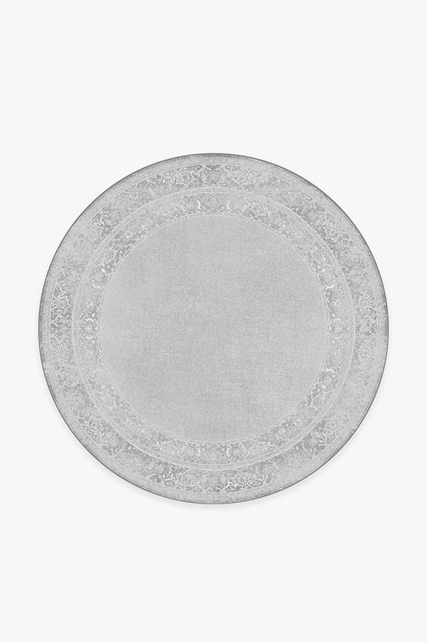Maral Border Vintage Grey Rug 6' Round | Stain-Resistant
