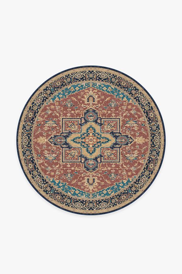 Maral Heriz Burgundy Rug 6' Round | Stain-Resistant