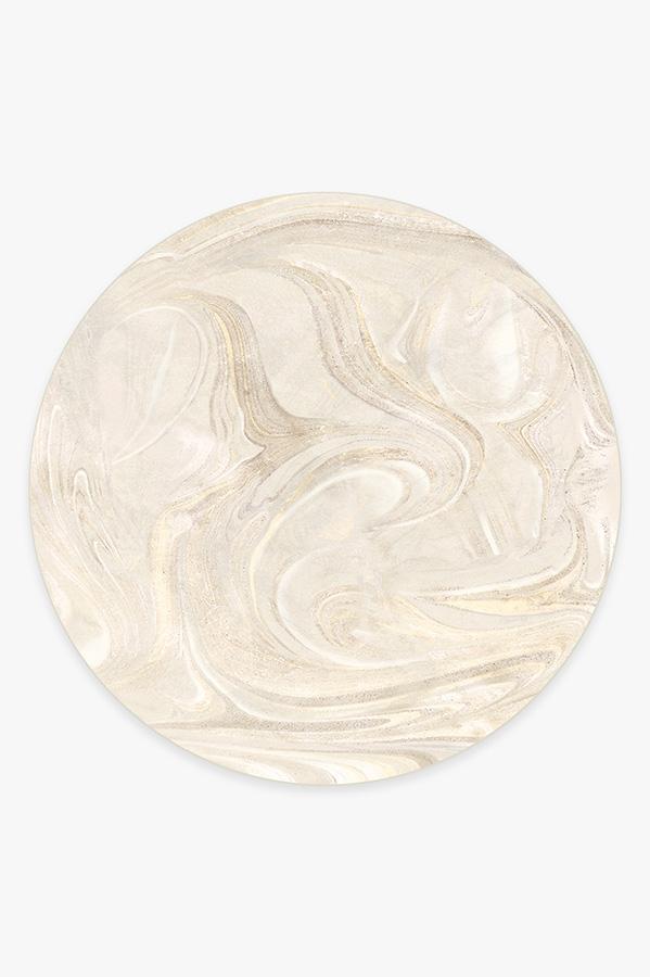 Marble Golden Ivory Rug 8' Round | Stain-Resistant