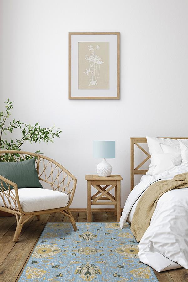 Marie Pale Blue Rug 3'x5' | Stain-Resistant