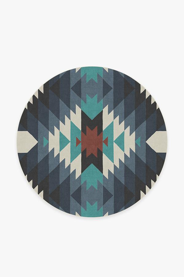 Mariposa Blue Rug 6' Round | Stain-Resistant