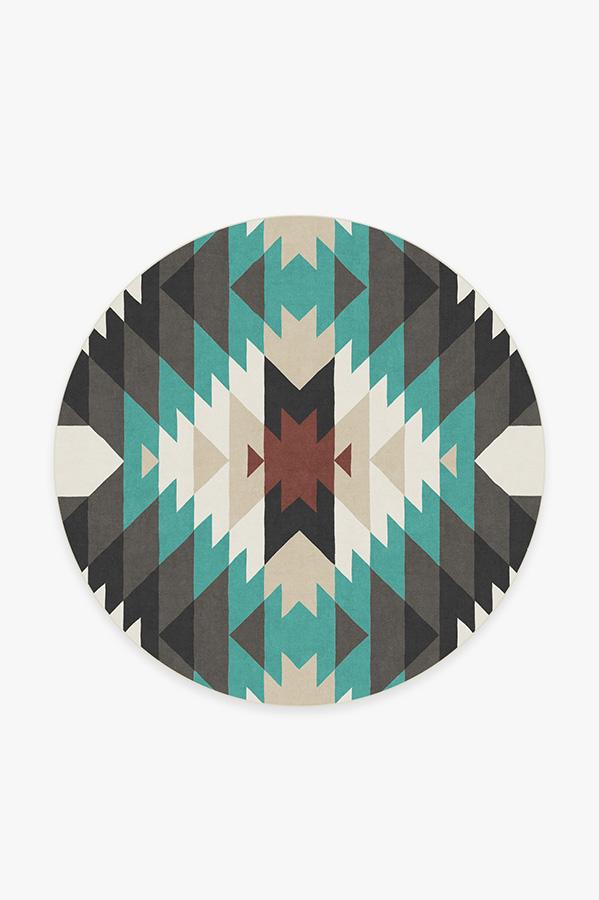 Mariposa Turquoise Rug 6' Round | Stain-Resistant