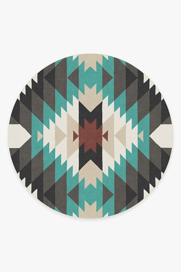 Mariposa Turquoise Rug 8' Round | Stain-Resistant