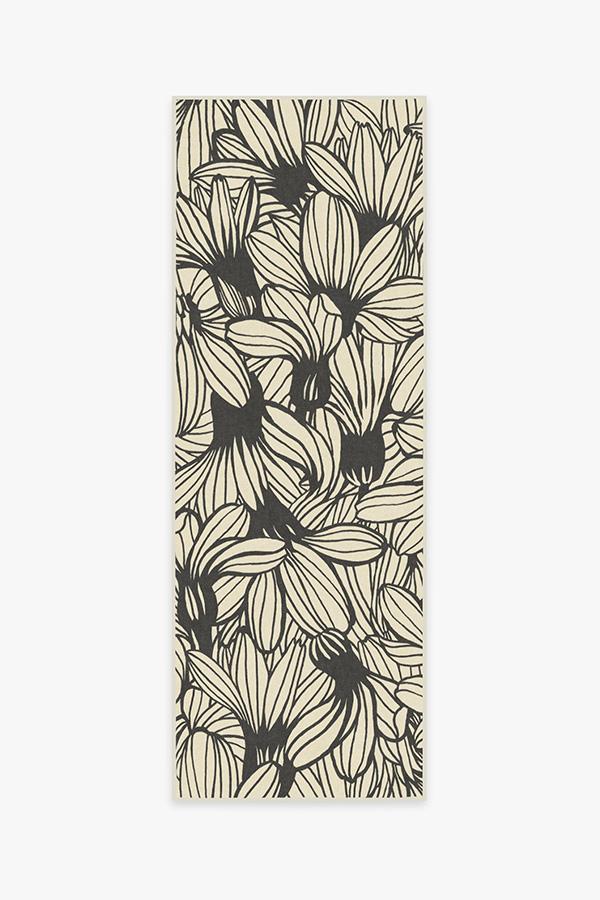 Meena Black & White Rug 2.5'x10' | Stain-Resistant