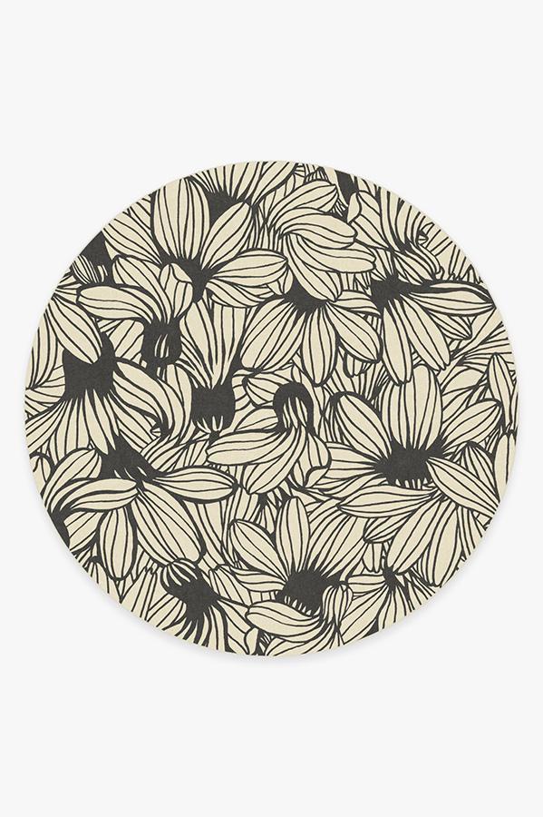 Meena Black & White Rug 8' Round | Stain-Resistant