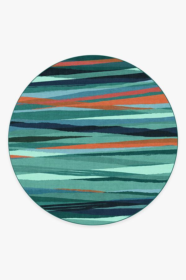 Meridian Turquoise Rug 8' Round | Stain-Resistant