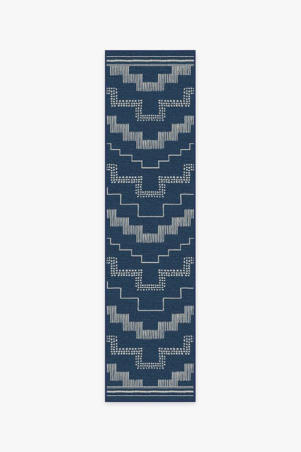 Outdoor Meseta Navy Rug 2.5'x10' | Stain-Resistant