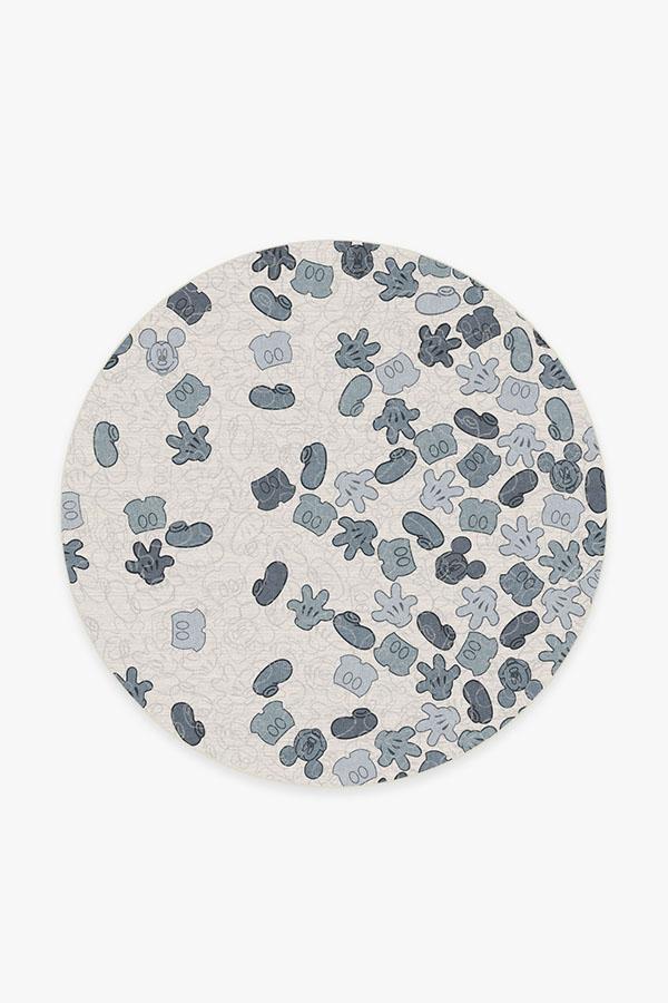 Mickey All Over Slate Blue Rug 6' Round | Stain-Resistant