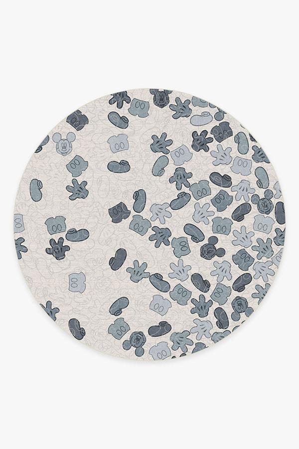 Mickey All Over Slate Blue Rug 8' Round | Stain-Resistant
