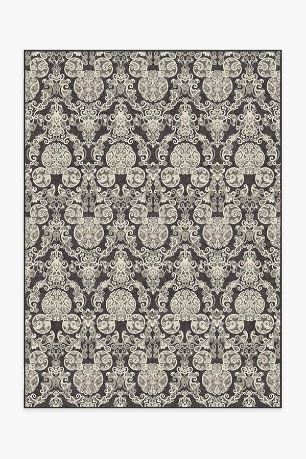 Mickey Damask Charcoal Rug 5'x7' | Stain-Resistant