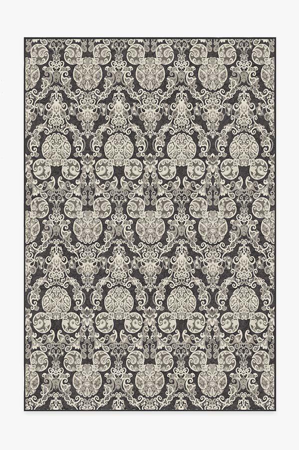Mickey Damask Charcoal Rug 6'x9' | Stain-Resistant