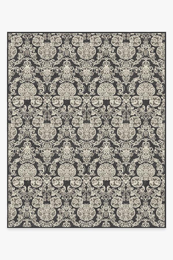 Mickey Damask Charcoal Rug 8'x10' | Stain-Resistant