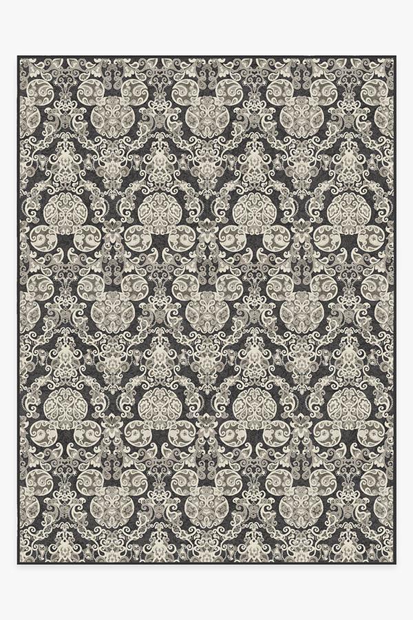 Mickey Damask Charcoal Rug 9'x12' | Stain-Resistant