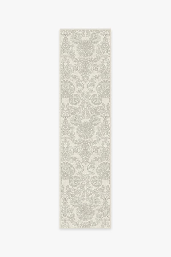 Mickey Damask Light Grey Rug 2.5'x10' | Stain-Resistant