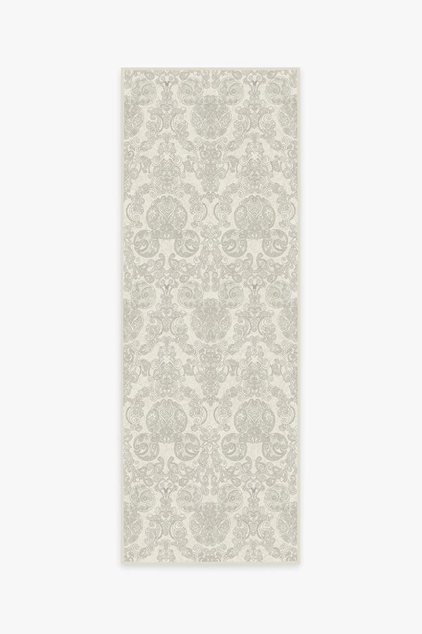 Mickey Damask Light Grey Rug 2.5'x7' | Stain-Resistant