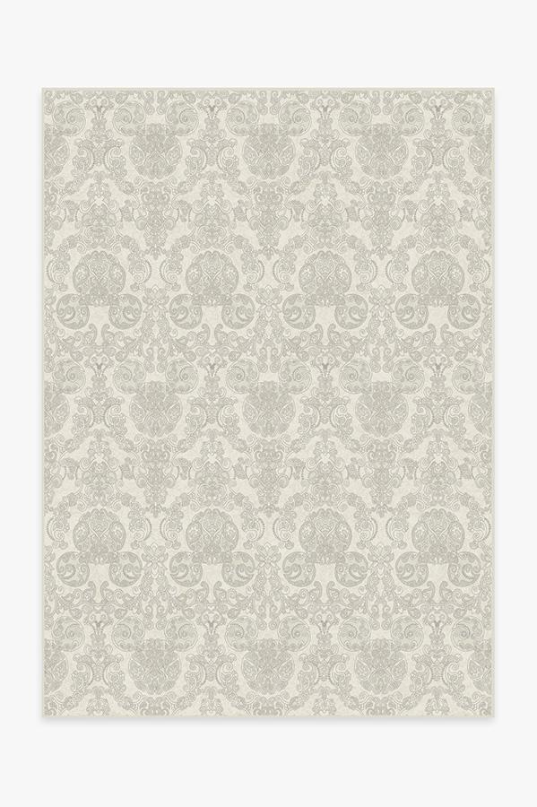 Mickey Damask Light Grey Rug 5'x7' | Stain-Resistant