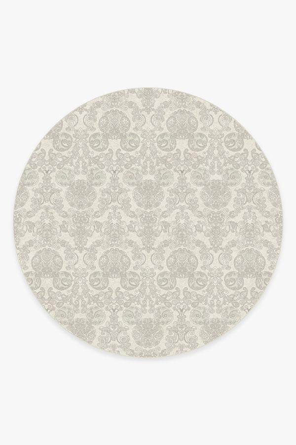 Mickey Damask Light Grey Rug 8' Round | Stain-Resistant