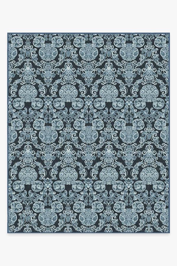 Mickey Damask Navy Rug 8'x10' | Stain-Resistant