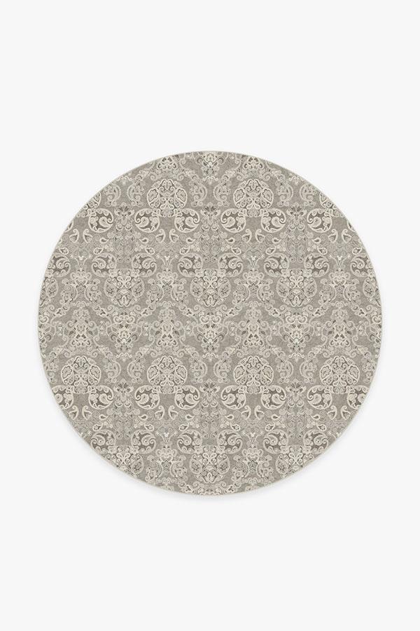 Mickey Damask Stone Rug 6' Round | Stain-Resistant